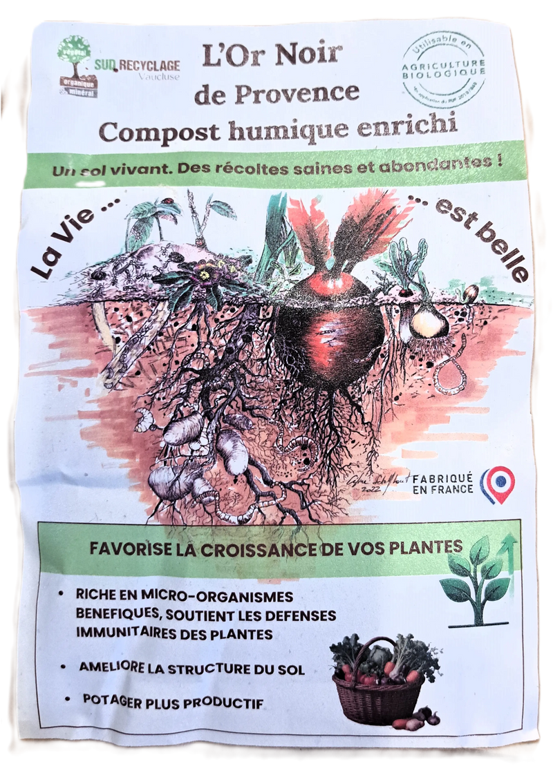 Compost humique enrichi - L’Or Noir de Provence